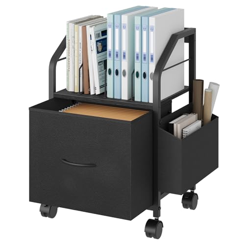 MAHANCRIS Small File Cabinet, Rolling Filing Cabinet for Under Desk with Divider, Single Non-Woven...