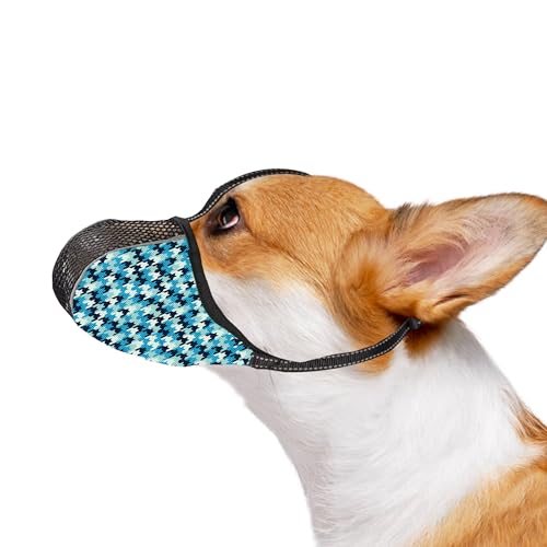 Image of Dog Muzzle for Extra Small Dogs Anti & Prevent Biting Chewing Barking Soft Air Mesh Muzzles Reflective Ajustable Full Coverage Dog Mouth Guard Cover for Grooming Scavenging Blue S