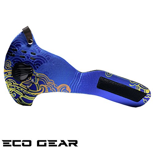 Anti Pollution Face Mask With Military Grade Protection | Anti Smoke, Exhaust Gas, Dust, Pollen, Allergens | Hiking, Running, Walking, Cycling, Ski And Other Outdoor Activities (Medium, Blue Fire) #TOP1
