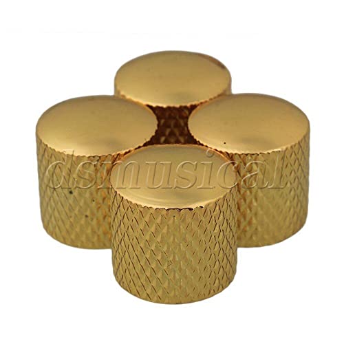 4X Gold Dome Knobs for Guitar Bass Push On Plastic Insert