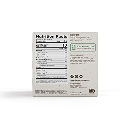 Bareorganics Energizing Usda Organic Coffee Infused With Superfoods & Probiotics, Organic Coffee Pods, Keurig K-Cup Compatible Organic Coffee Pods, Vegan, Gluten Free Single Serve 80Ct Bulk Pack (15948) #TOP7
