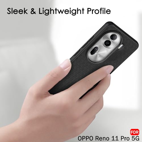 Image of TheGiftKart Back Cover Case for Oppo Reno 11 Pro 5G | Slim & Lightweight | Ultra-Premium Design | Camera Protection Bump | Fabric Texture Case Cover (PC & TPU, Black)