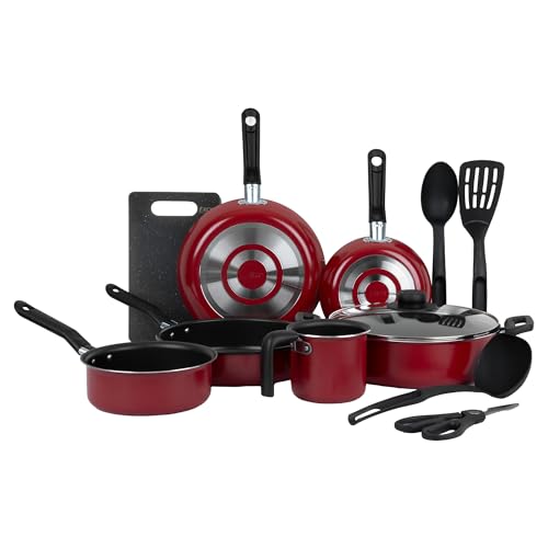 La mejor comparación de Juego de sartenes ekco , tabla con los diez mejores. 49 Ekco | Batería de Cocina con Antiadherente 12 Piezas de Aluminio - Color Rojo
