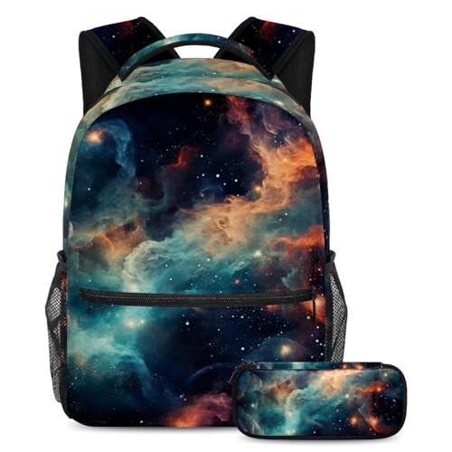 Cartables galaxie de grande capacité et trousse pour étudiants et adolescents