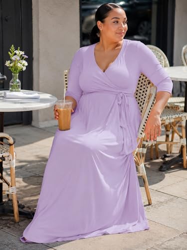 Image of PinkPatty Plus Size Maxi Dress for Women 3 /4 Sleeve Casual Long Dress