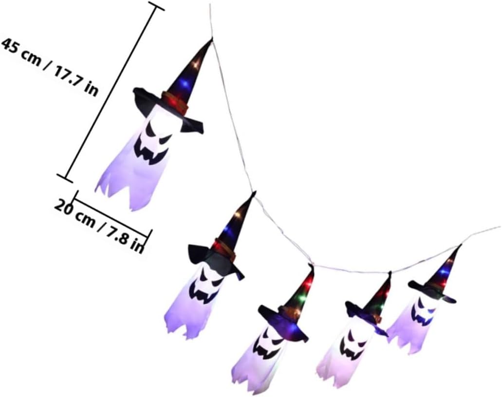 Operitacx Halloween USB String Lights Ghost Curtain Lamp LED Fabric Halloween Decoration Indoor Party Decor USB Operated Creepy String Lights