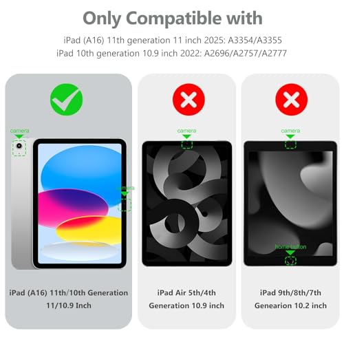Image of Wenlaty Compatible with iPad (A16) 11th Generation Case 11 Inch 2025, for iPad 10th Generation Case 10.9 Inch 2022 with Pencil Holder, Trifold Stand Protective Clear Back, Auto Wake /Sleep, Space Gray