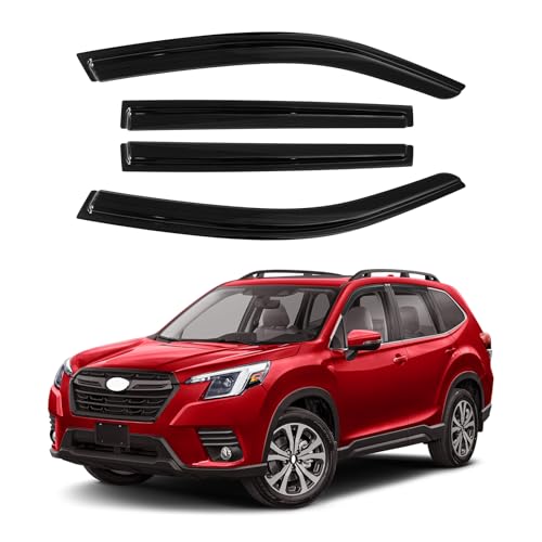 Image of Canvcle Forester Rain Guards - Window Visors for Subaru Forester 2019-2024, Outside-Mount Tape-On Side Window Wind Deflectors for Forester Accessories, Vent Visors Shades Rainproof Black 4PCS