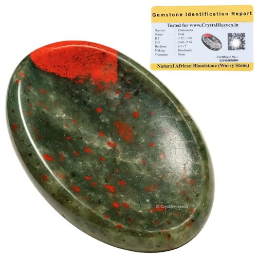 Image of Crystal Heaven Certified African Bloodstone Thumb Worry Pebbles Stones For Anxiety Stress Relief Massage-Original Healing Gemstone Agate Rubbing Stone For Yoga Meditation Spiritual Reiki Feng Shui