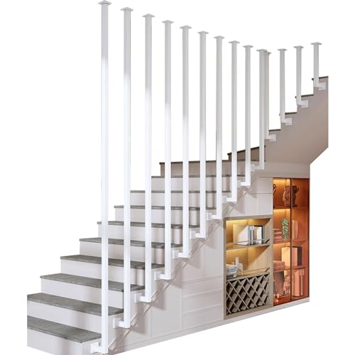 Rambarde de jardin en métal blanc et rampe d'escalier en fer forgé avec kit barre d'appui