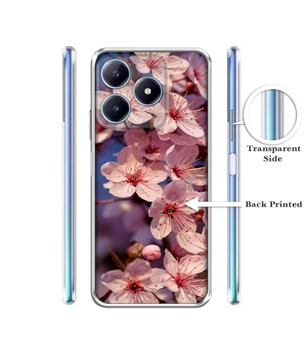 Image of Pink Flowers Pattern Design Printed Silicon Soft TPU Back Case Cover for Realme C63 4G / Narzo N63 4G