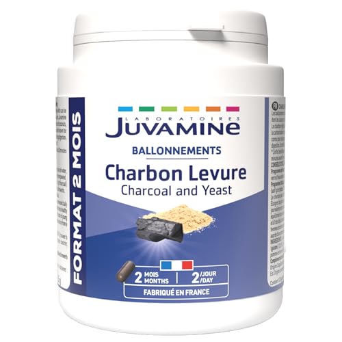JUVAMINE Charbon Levure, Digestion, Gaz intestinaux, Ballonnements, Contribue à Réduire l'excès...