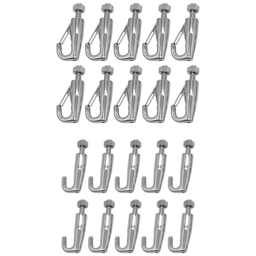 Image of Set of 10 Slide Locking Artwork Hanging Hooks Wire Rope Metal Photo Hooks Stainless Steel Picture Frame Hangers