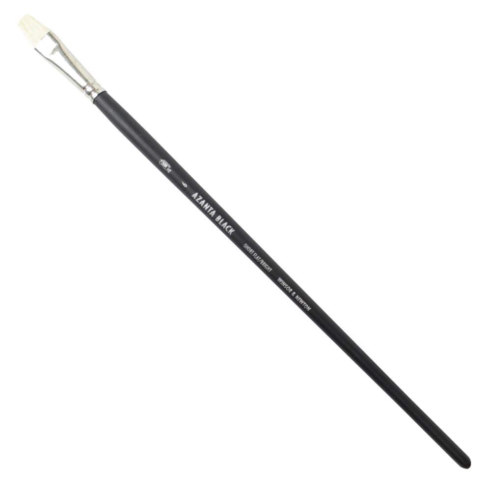 Winsor & Newton 5630010 Azanta Black natürlicher Schweineborstenpinsel für Ölfarben & Acrylfarben , gute Steifheit, ideal für körperreiche Farben, langer Stiel - Flachpinsel Nr.10