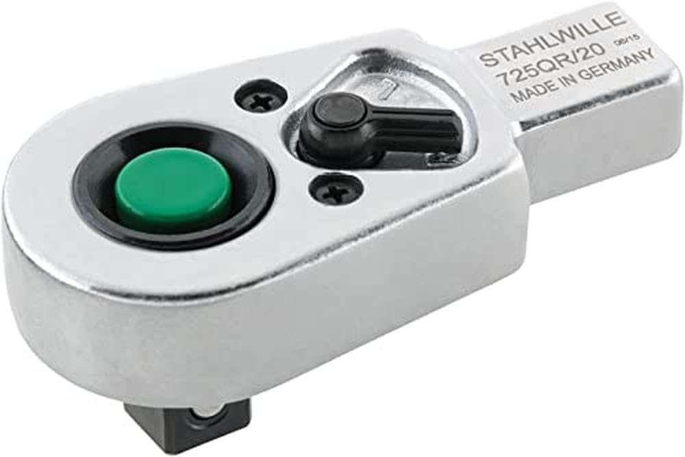 Stahlwille 58253020 QuickRelease Ratchet Insert Tool - Reversible, 36 Teeth, Size 20, 1/2" External Square, 14x18mm Mount Size, QuickRelease Safety Lock, Secure Fastening, Made in Germany.