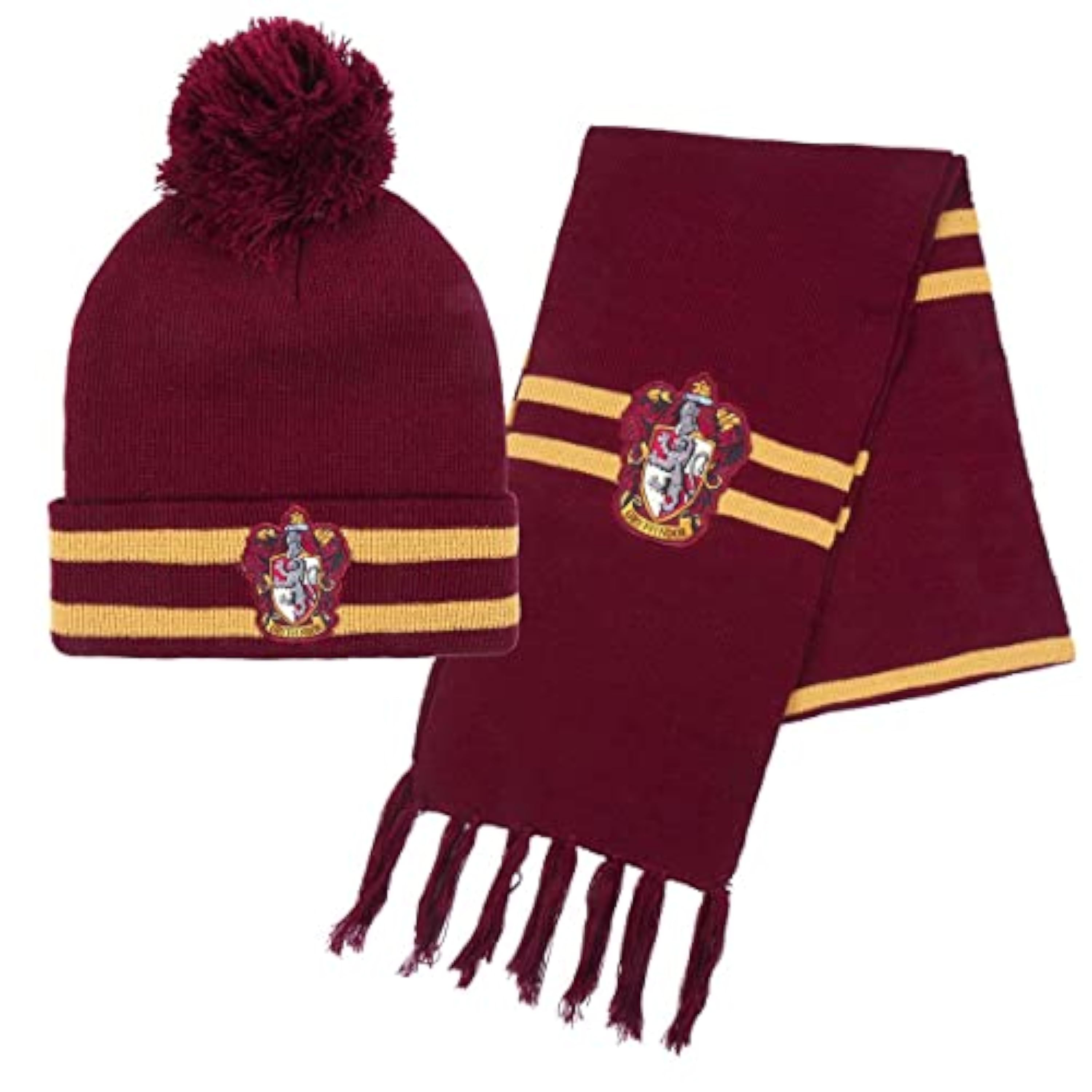 Harry Potter Gorro y Bufanda, Conjunto de Invierno para Niños y Adolescentes, Gorro y Bufanda Hogwarts Gryffindor, Accesorios de Invierno | Rojo