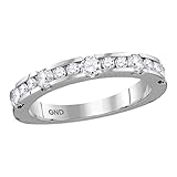 machinedrum band Kostenlose STANDARD-Versand 14 kt Weißgold Damen machine-set Diamant Rund Band Hochzeit Jahrestag Ring 3/4 Karat (I1 Klarheit, H-I Farbe)