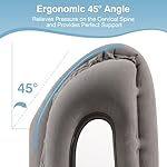 MoKo Inflatable Travel Pillow, Comfortable Neck Pillow with Storage Bag Support Shoulder and Neck to Avoid Pain for Airplane Train Office Car Travel Home, Gray - Image 5