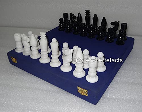 Accessoires d'échiquier en marbre et pièces de jeu King Size 10,2 cm