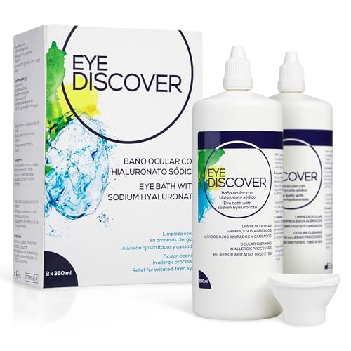 EYE DISCOVER - Baño Ocular con Ácido Hialurónico | Alivio Natural de Irritaciones de los Ojos - Hidratación y Limpieza Profunda | Pack de 2 x 360 ml