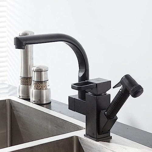 Grifos de cocina extensibles con rotación total y selector térmico de latón negro