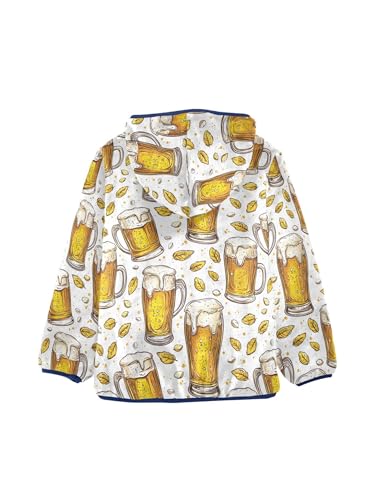 Wheat Leaves Beer Girls Fleece Jacket Girls Fall Jacket Boys Coats Zip Up Hoodie Children Sherpa Warm Outerwear 2-10T2