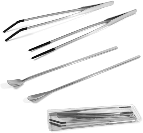 4 Pcs Reptile Feeding Tools Set with Silicone Tips - Extra Long S...