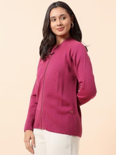 Image of Cantabil Sweater for Women l Winter Wear Acrylic Fabric Mandarin Collar Regular Fit Solid Pattern (P LSWT00178)