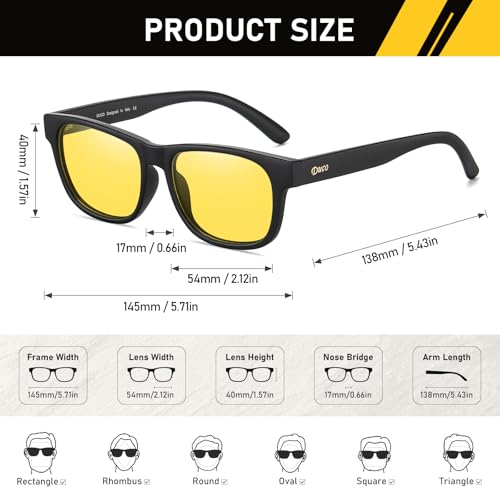 DUCO Polarized Night Vision Glasses for Men and Women Yellow Safety Driving Glasses with UV Protection and Anti Glare3