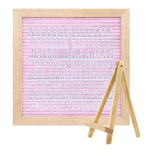 Tablero de letras con soporte, tablero de letras – Tablero de letras de madera multiusos tablero de mensajes de fieltro, tablero de letras cuadrado con letras, elegante letrero de anuncio para el