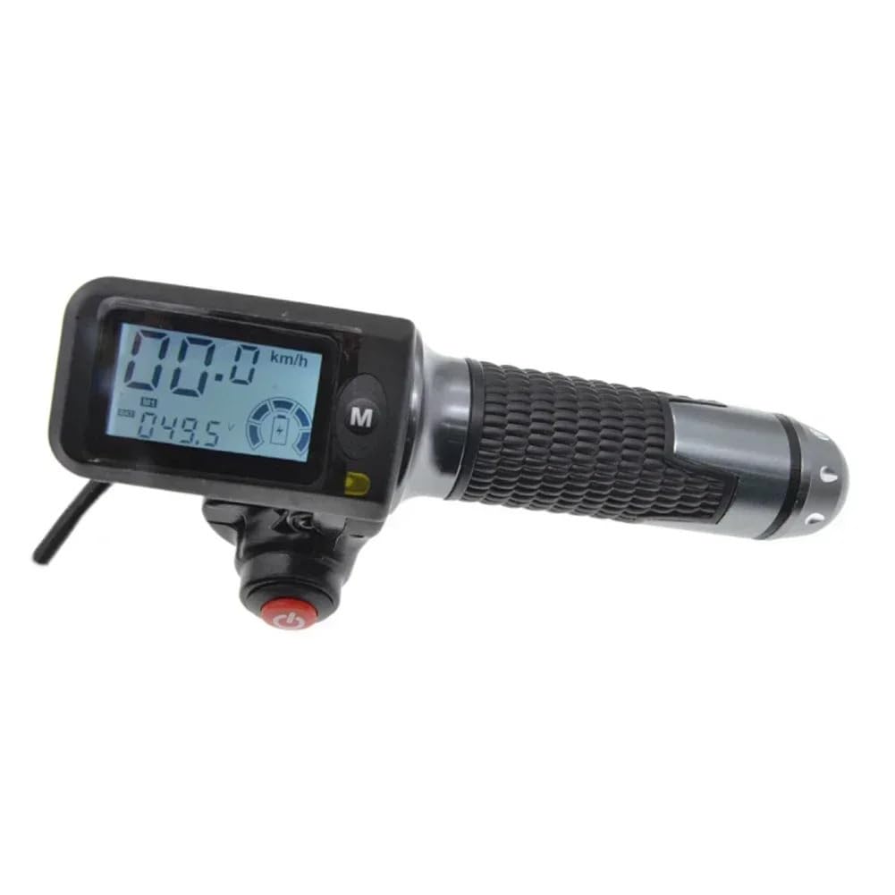 1 Paire de poignées d'accélérateur de vélo électrique avec écran LCD 36-60 V, contrôle de Vitesse, accélérateur for Guidon de Scooter électrique(Black Without Key)