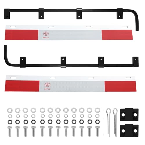 Image of Mud Flap Hangers Kit for Semi Trucks, 29.13''Length, w /All Mounting Brackets & Hardware & Aluminum Reflective Strip Kit