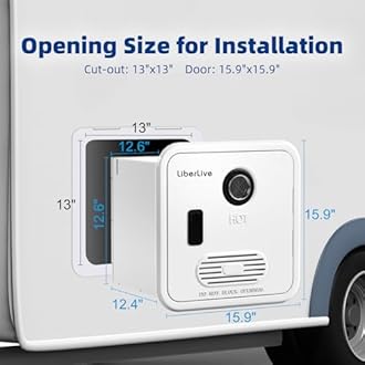 RV Tankless Water Heater, On Demand Instant Propane Gas RV Hot Water Heater, DC 12V, 15 x 15 inch Door & Front Water Outlet, 55000 BTUs 3.9 GPM, Compatible with All RVs, Camper, CSA Certificated