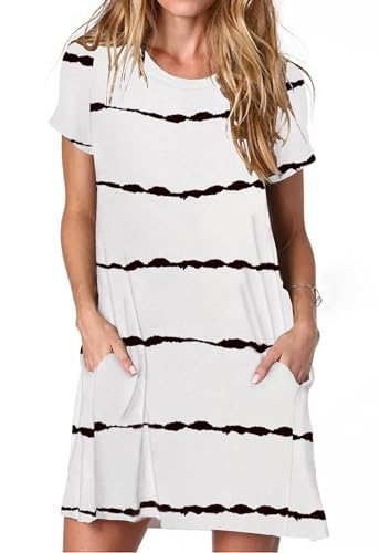 Image of Alaster Women's Casual Summer T Shirt Dress Loose Short Sleeve Tunic Dress with Pocket for Women