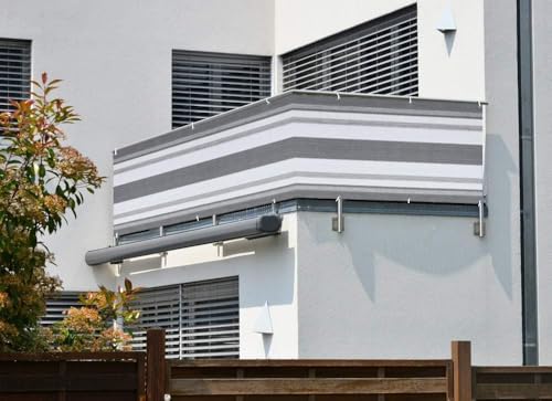 LOVE STORY Balcony Privacy Screen, 3'x16' Deck Shield Screen Fence Cover,UV Protection and Weather-Resistant,3 FT Height for Deck, Patio, Backyard, Outdoor Pool, Porch, Railing, Silver Grey White by LOVE STORY - Image 3