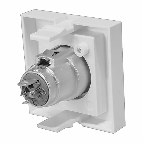 Image of MX 3-Pin Female XLR Wall Plate Connector, 45x45 mm Modular Audio Socket, 2-Module White Faceplate for Microphone & Professional Sound Installations