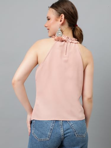 Image of KOTTY Women's Casual Sleeveless Solid Pink Top