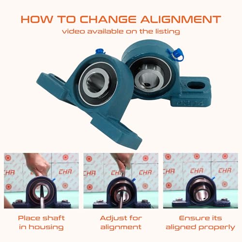 Image of CHR 4 Pack UCP204-12 Pillow Block Bearings | Mounted Pillow Block Bearings - Chrome Steel with 3 /4 inch Bore | ISO 9001-2015 Certified