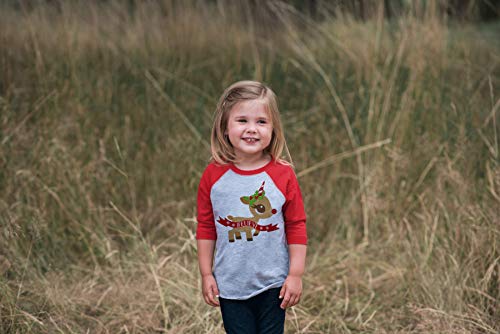 7 ate 9 Apparel Girl's Christmas Unicorn Red Baseball Shirt T-Shirt3