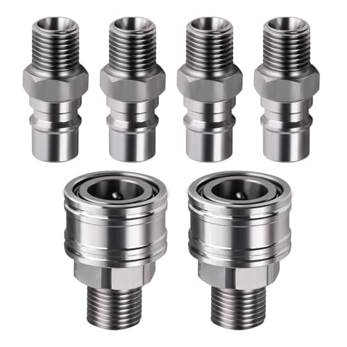 Image of M16-M14 Hydraulic Attachment Quick Fittings (Straight Through Unvalved Coupler) Compatible with Mini Excavator Hydraulic (4 Male and 2 Female Connector)