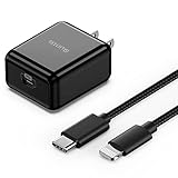 iPhone Fast Charger - Quntis 18W USB C Power Delivery Wall Charger with 6FT Nylon Braided C to Lightning Cable [Apple MFi Certified] for iPhone 11 Xs Max XR X 8 Plus iPad Pro [iPhone 7 6 Plus], Black