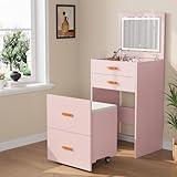 Garvee Tocador Moderno 3 en 1 para Dormitorio - 3 cajones amplios - Mesa de...