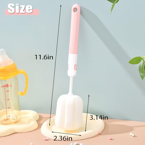 Image of INVODA Sponge Nipple Bottle 5 PCS + Replaceable Brush Heads 5 PCS Baby Bottle Brushes Long Handle Cup Scrubber Brush Portable Sponge Cleaning Brush