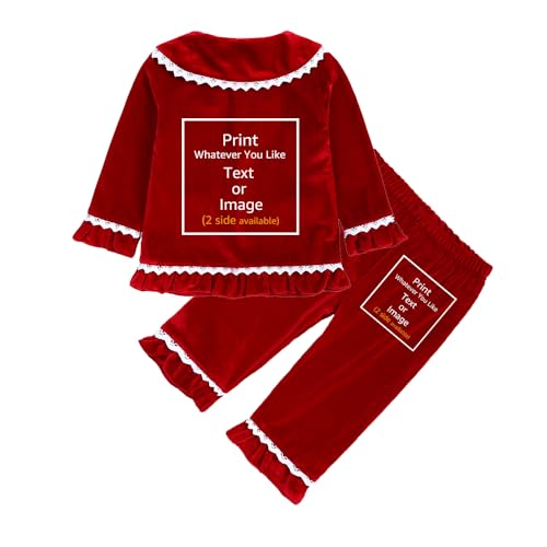 MYGBCPJS Boy Girl Customize Velvet Pajamas Set Kid Custom Long Sleeve Pjs T-shirt & Pants Xmas Sleepwear Add Own Text Image2