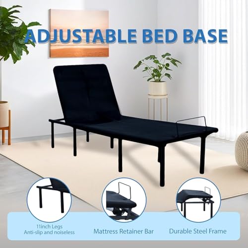 AYJOIR Twin XL Adjustable Bed Frame, Adjustable Bed Base, Zero Gravity Electric Bed with Wireless Remote, Head and Foot Incline, Easy Assembly, Black