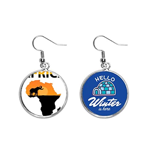 Joyería de Elefante de la Sabana Pendientes de Gota Regalo de Invierno