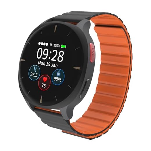 Audar E2 Senior Smartwatch met Valdetectie & SOS, 24/7 Hartslag/Bloeddruk/SpO₂/Temperatuur Monitoring, IoT AI-Welzijnsrapporten en Gezondheidsgeschiedenis, Cloud Dashboard, Geen Smartphone/App Nodig