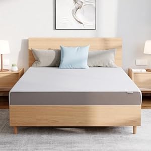 Amazon Basics Memory Foam Plush Mattress, Queen, White/Grey, 80 x 60 x 8 inches