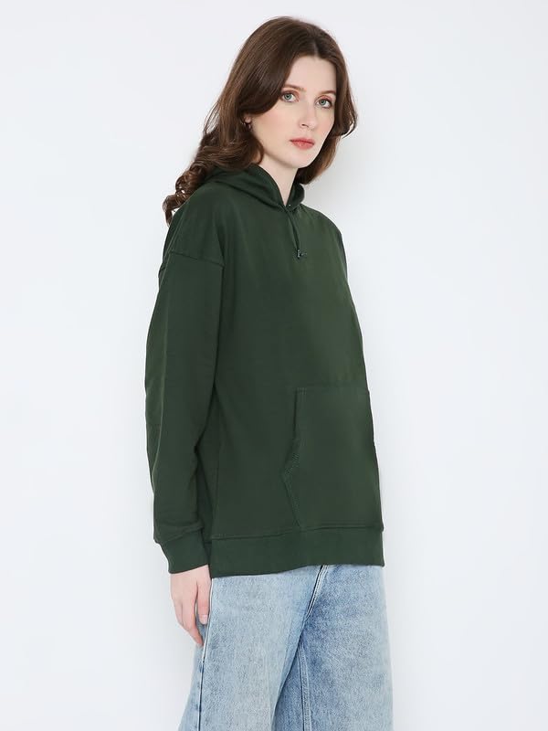 Image of BE SAVAGE Women's Solid Full Sleeves Cotton Hoodie