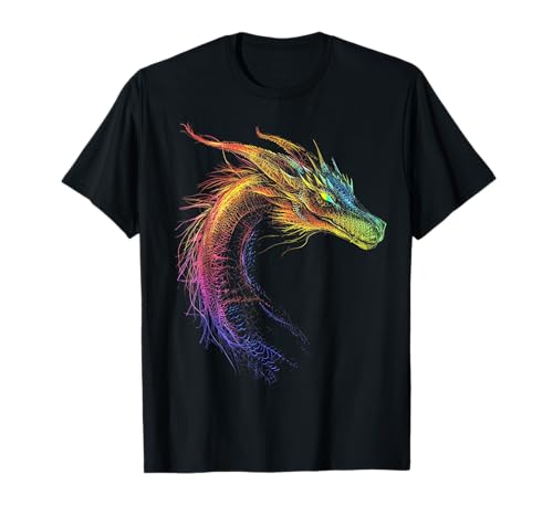 Dragon Dessin Coloré Animal Artwork Fantasy Dragon T-Shirt